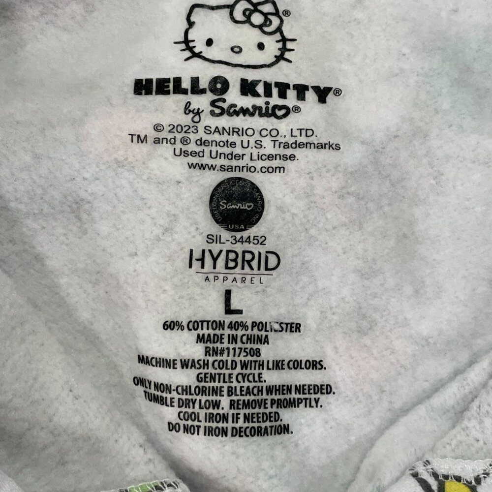 NEW SANRIO HELLO KITTY "Bustling Town" Pullover Hoodie White/Multi Adult Size L - Picture 7 of 7